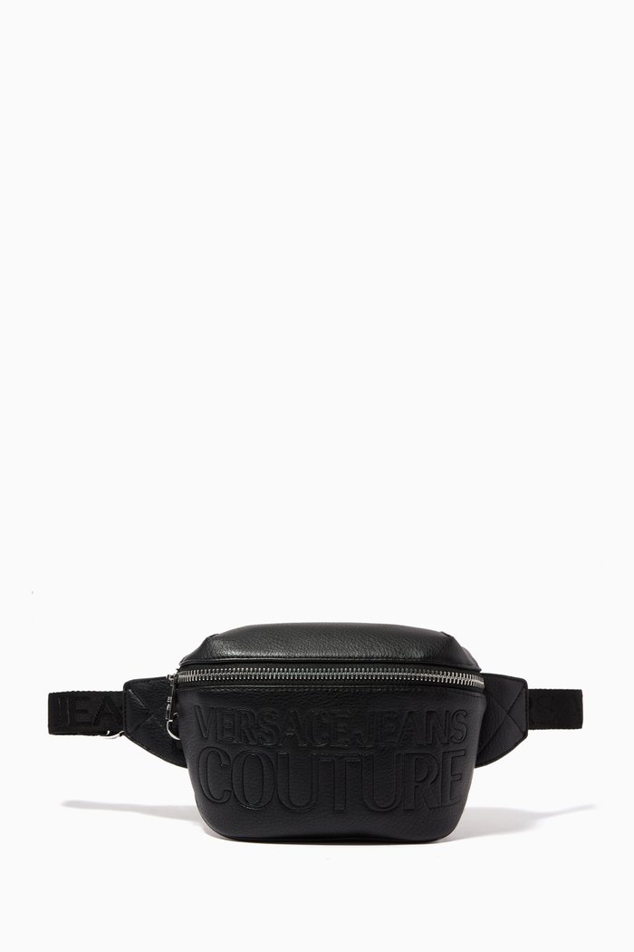 

Embossed Logo Belt Bag in Eco Leather, Black