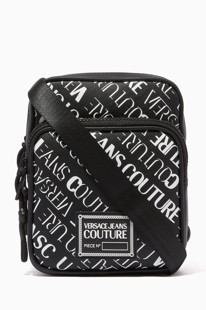 

Logo Couture Crossbody Bag in PU Leather, Black