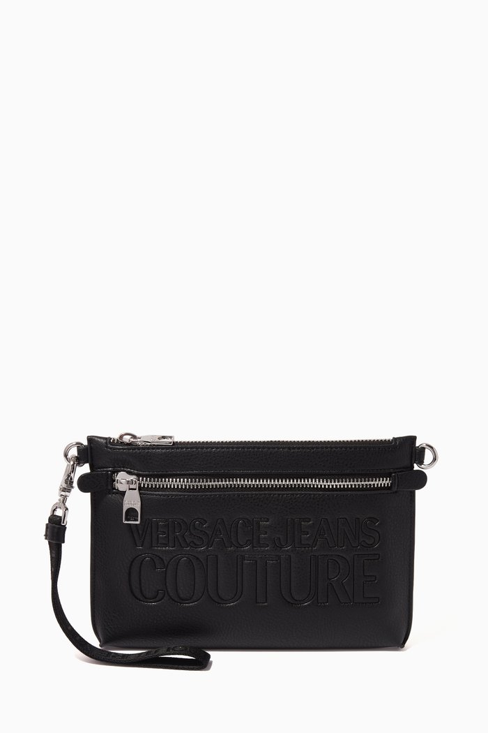 Embossed Logo Wallet in Eco Leather, Black
