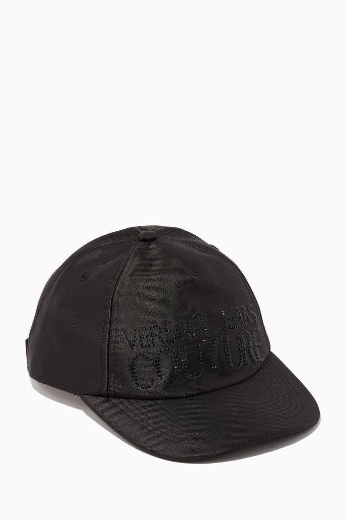 

Rhinestone-embellished Logo Cap in Nylon, Black