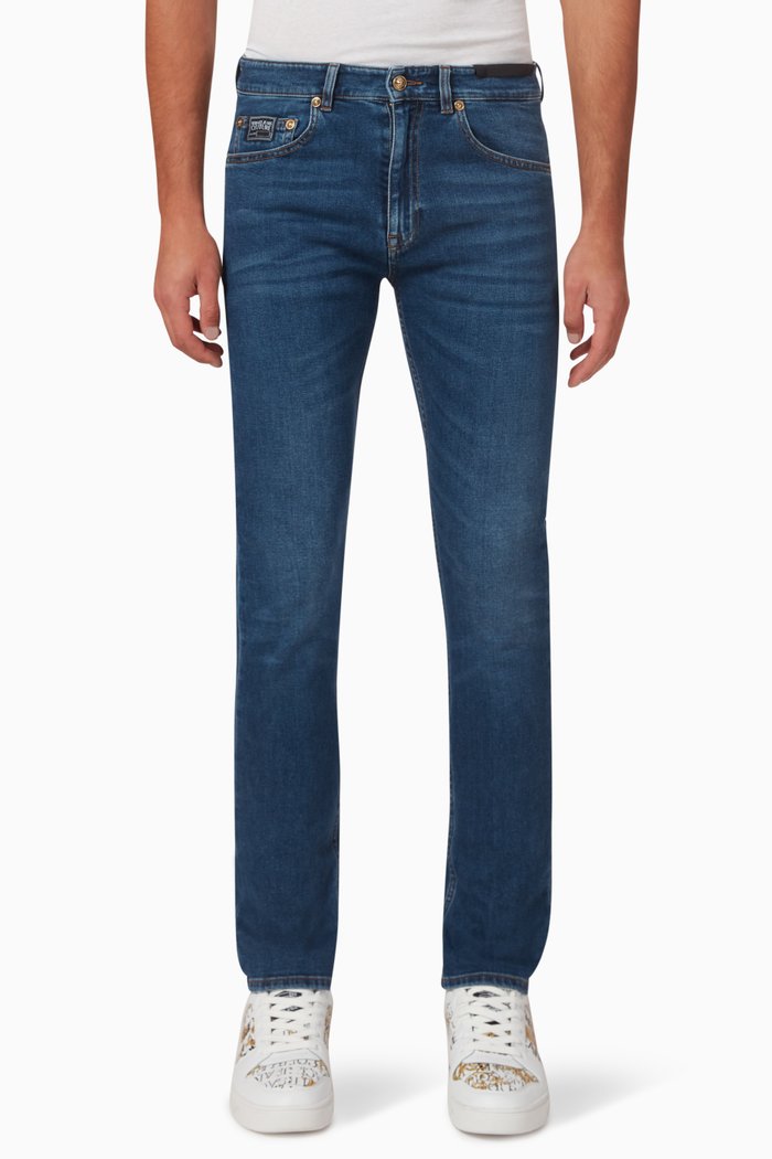 

Logo-embossed Slim-fit Milano Jeans, Blue