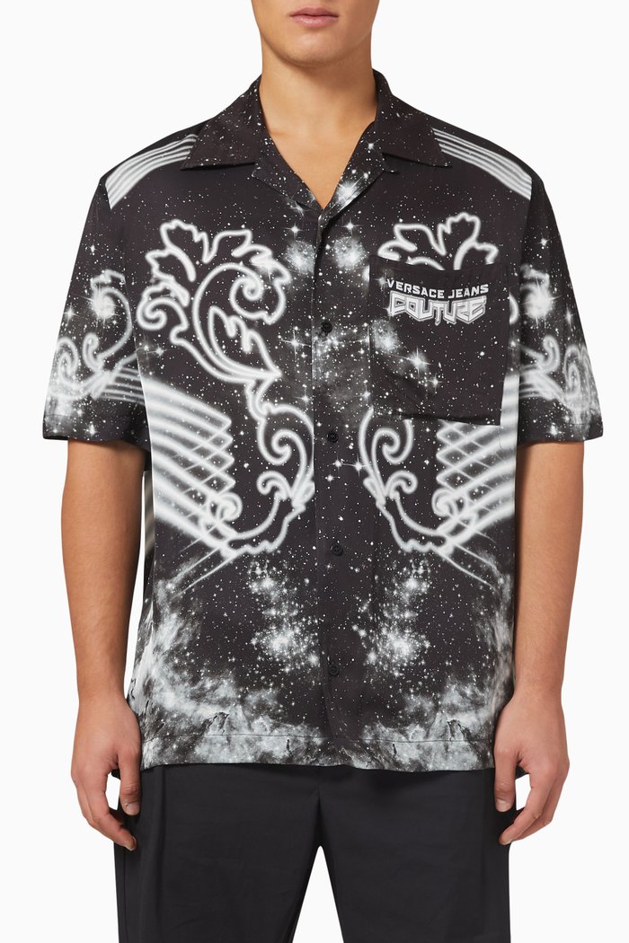 

Space Couture Print Shirt in Cotton Poplin, Multicolour