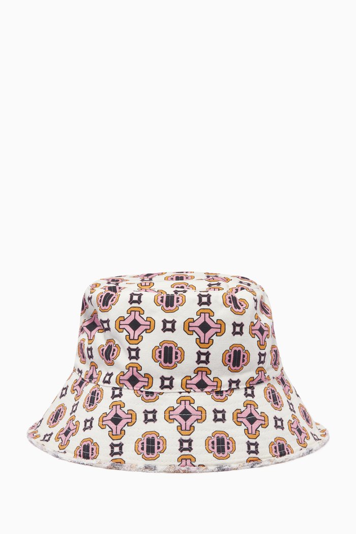

Bobadria Printed Bucket Hat in Cotton Twill, Brown