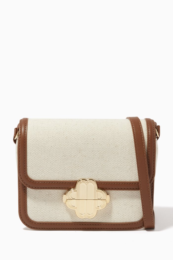 

Clover Mini Bag in Canvas & Leather, Brown
