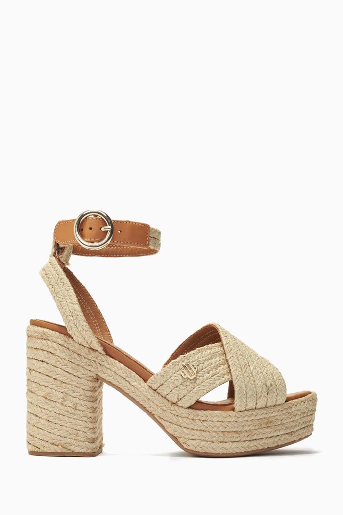 

Fiola Heel Sandals in Jute Canvas, Neutral
