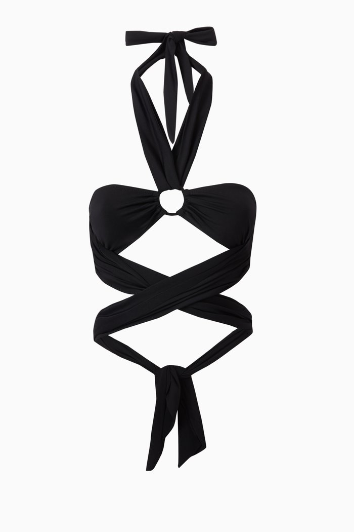 

Toghzan Bikini Top in Stretch Nylon, Black