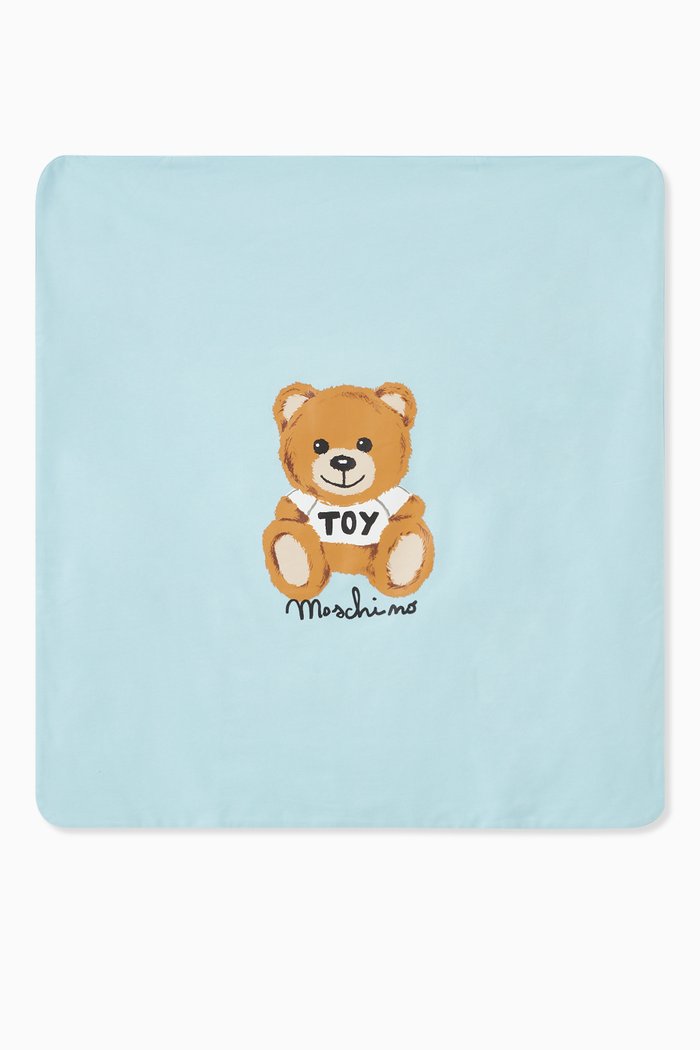 

Logo 'Teddy Toy' Print Blanket in Cotton, Blue