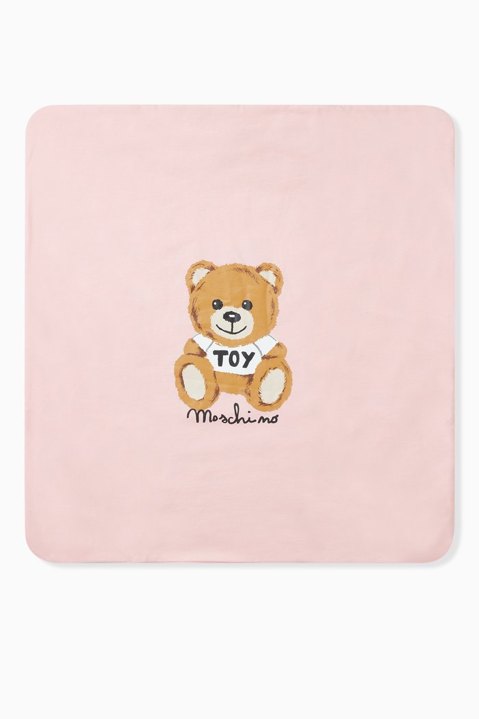 

Logo 'Teddy Toy' Print Blanket in Cotton, Pink