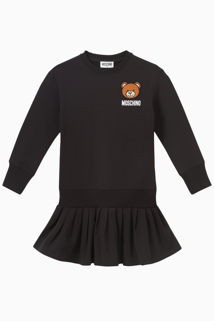 

Teddy Bear Logo Dress in Cotton, Black