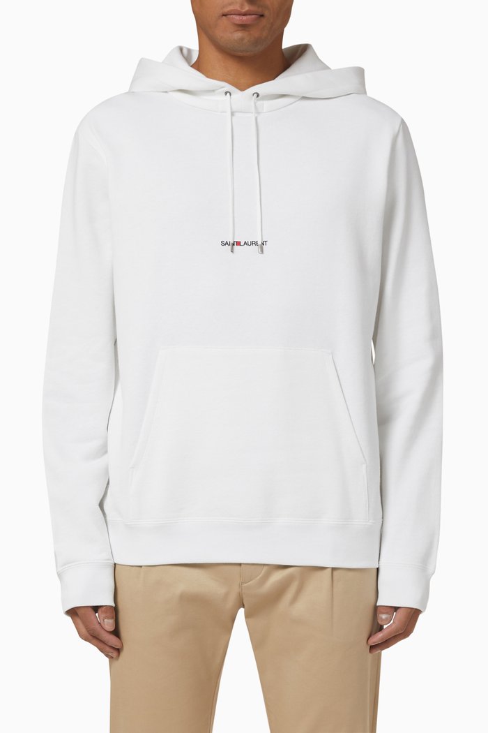 

SAINT LAURENT Rive Gauche Hoodie in Cotton, White