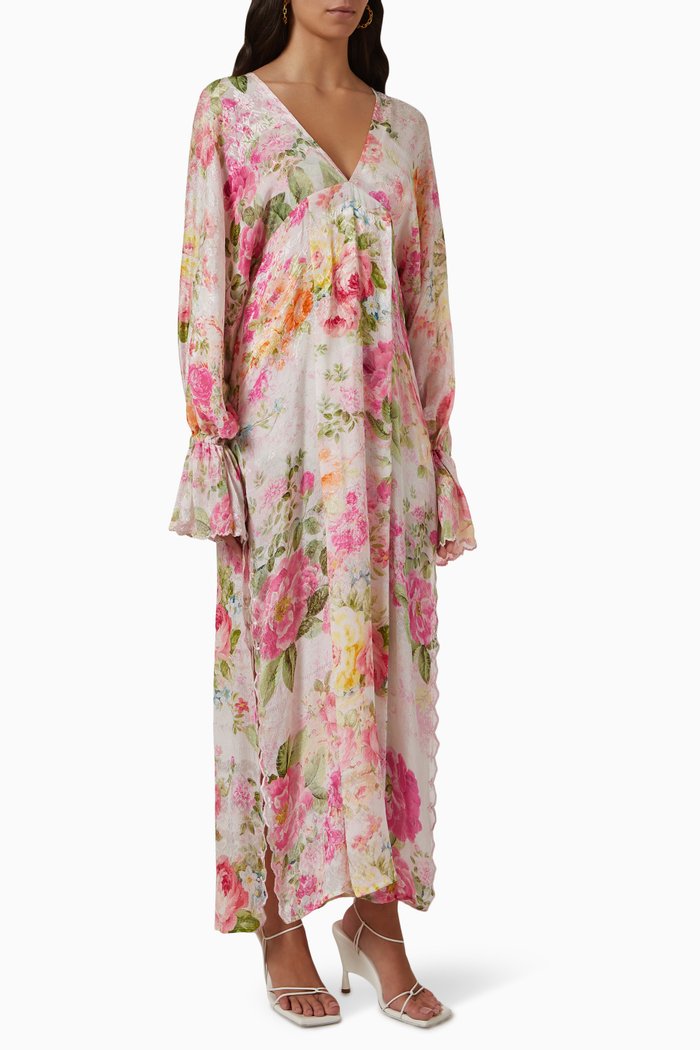 

Floral Print Kaftan, White