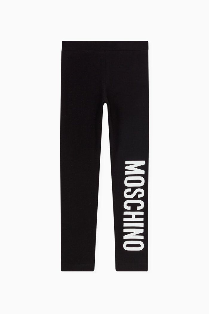 

Logo Print Leggings in Cotton Jersey, Black