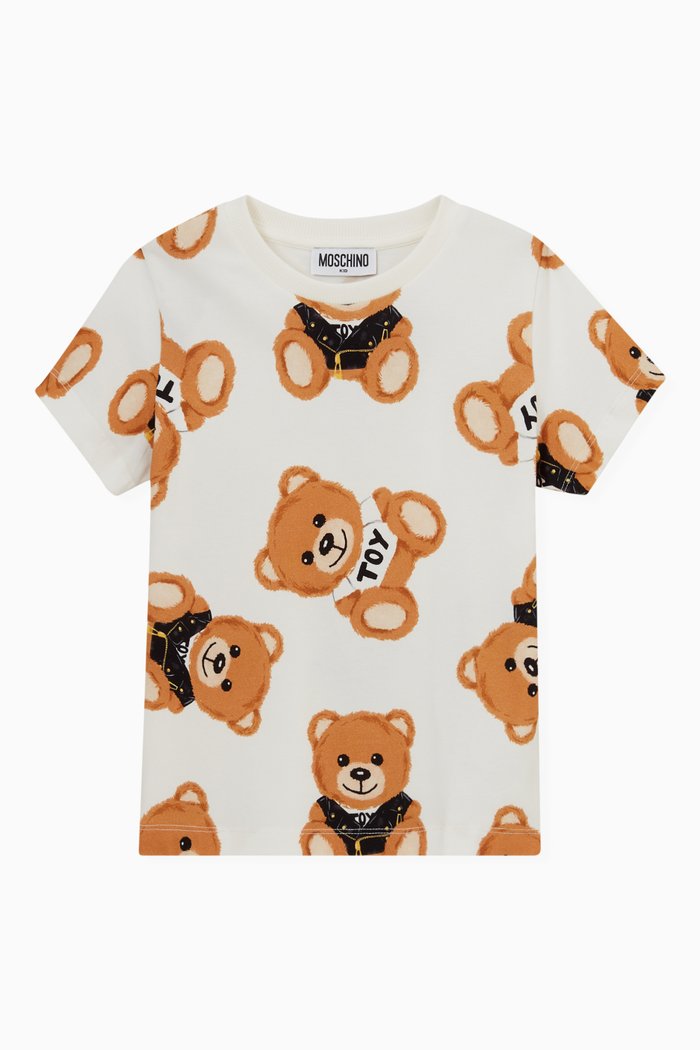 

Teddy Bear Print T-Shirt in Jersey, White
