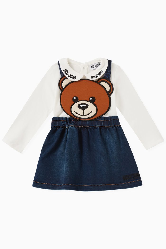 

Teddy Bear T-shirt and Suspender Skirt, Set of Two, Blue