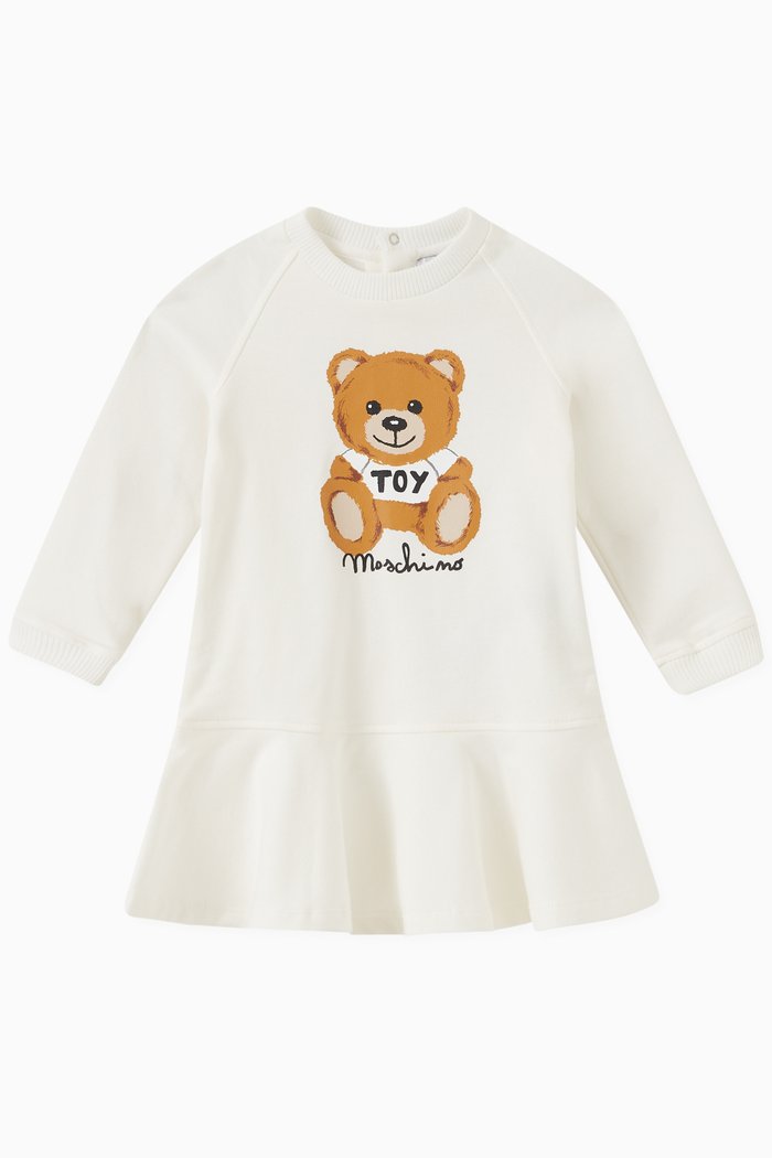 

Teddy Toy & Logo Print Dress in Cotton Jersey, White
