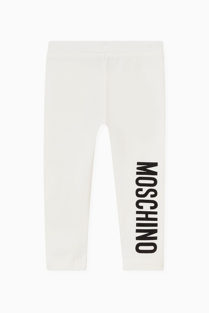 

Logo Print Leggings in Cotton Jersey, White