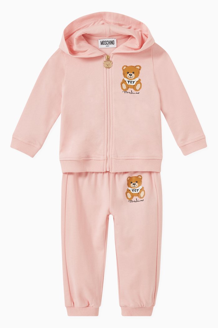 

Teddy Toy Logo Print Tracksuit in Cotton Jersey, Pink