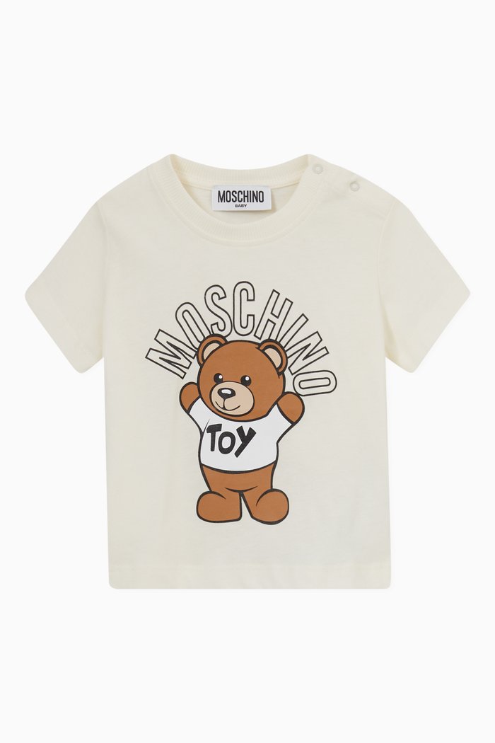 

Logo & Teddy Toy Print T-shirt in Cotton Jersey, White