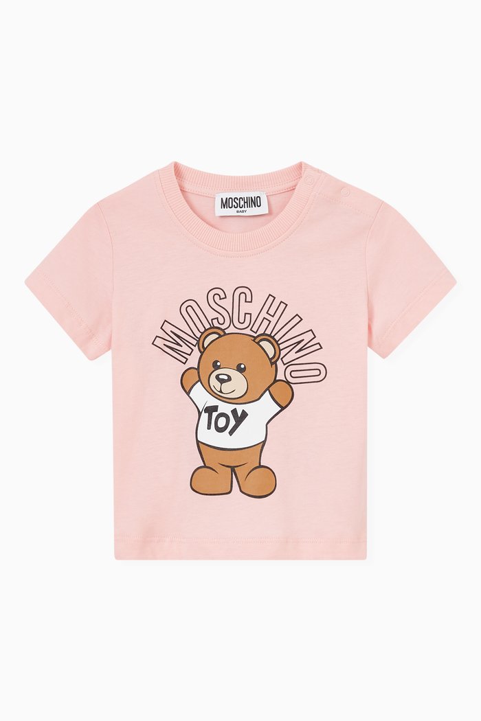 

Logo & Teddy Toy Print T-shirt in Cotton Jersey, Pink