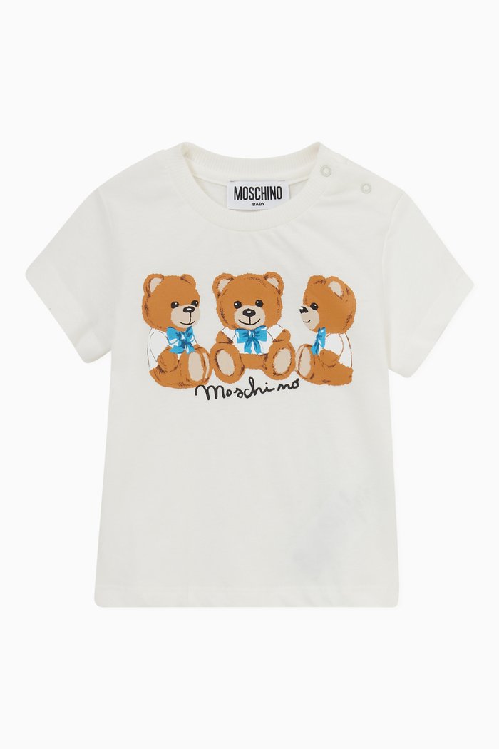 

Teddy Bear Print T-Shirt in Jersey, White