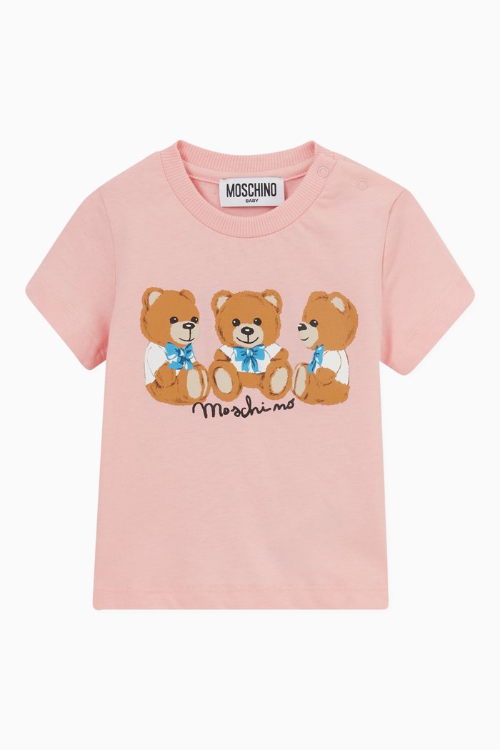 

Teddy Bear Print T-Shirt in Jersey, Pink
