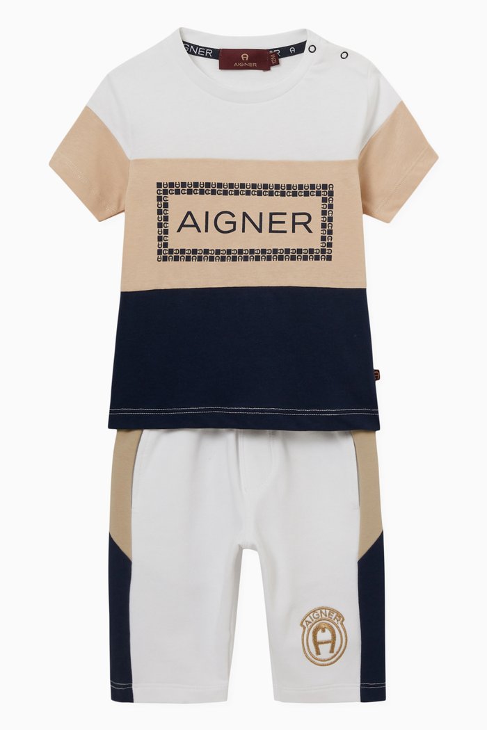 

Colourblock Logo T-shirt & Shorts Set, Multicolour