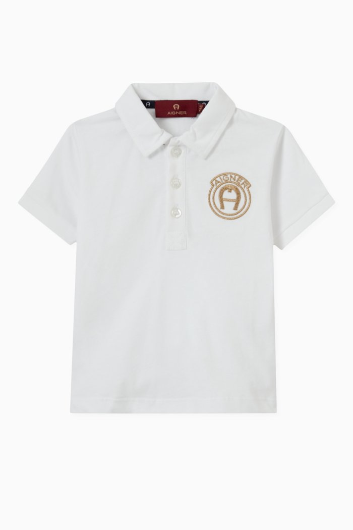 

Logo Embroidered Polo Shirt in Cotton, White