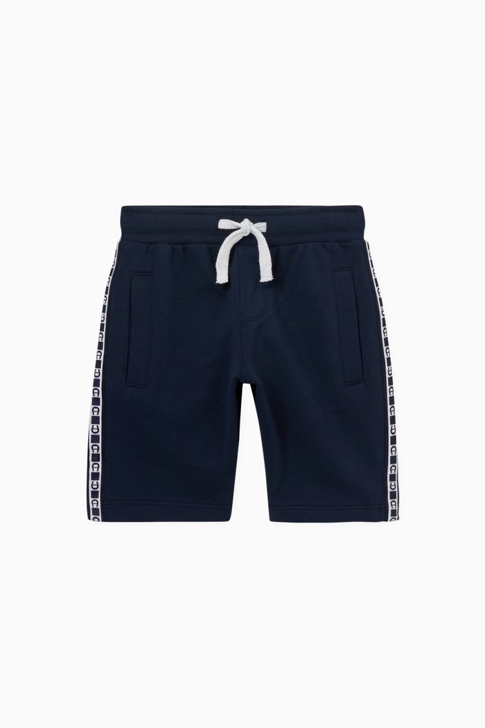 

Logo Tape Bermuda Shorts in Cotton Jersey, Blue