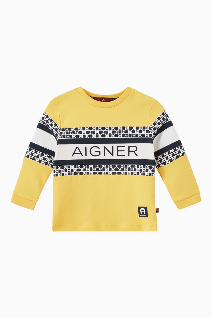 

Logo Print Sweatshirt in Cotton, Yellow