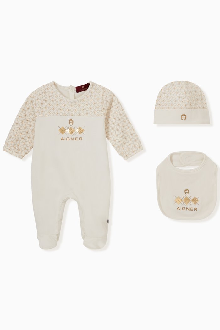

Embroidery Overall Set in Cotton, White