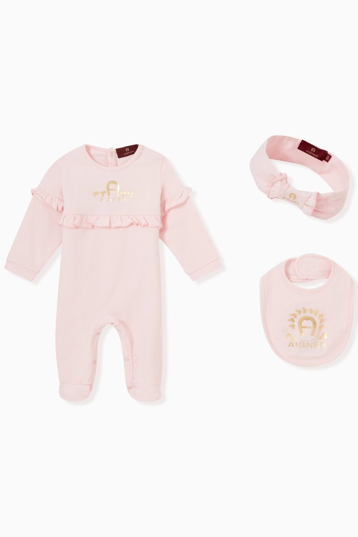 

Logo Overalls Set in Cotton, Pink