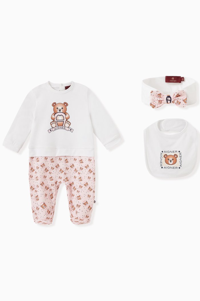 

Bear Print Set in Cotton, White