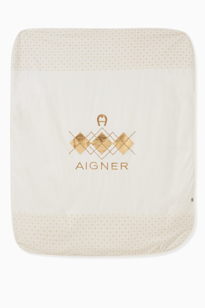 

Logo Baby Blanket in Pima Cotton, White
