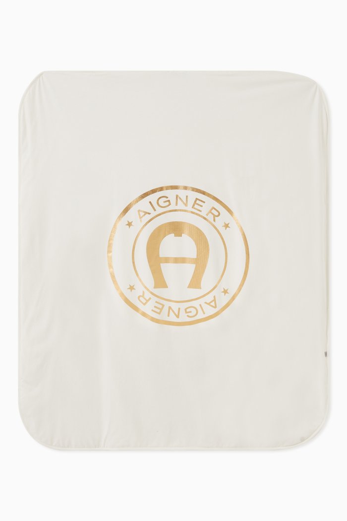 

Padded Logo Foil Baby Blanket in Cotton, White