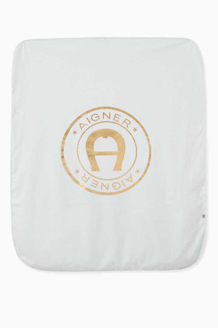 

Padded Logo Blanket in Cotton, Blue