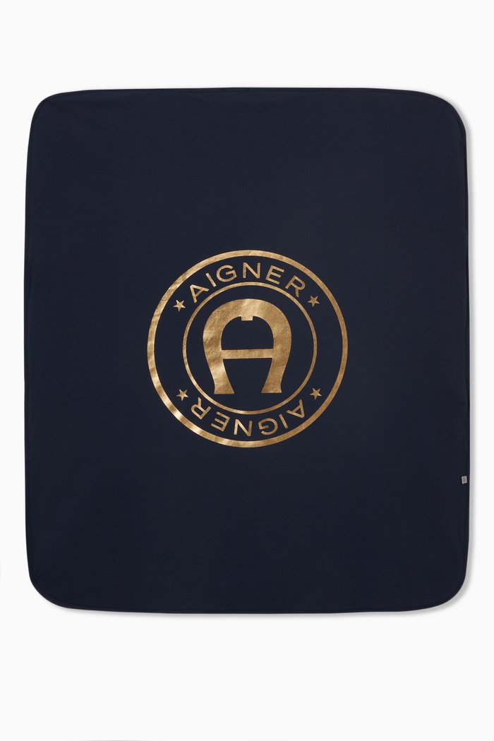 

Padded Logo Blanket in Cotton, Blue