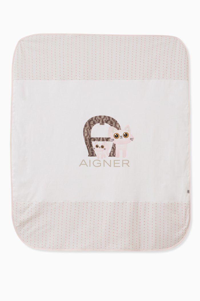 

Logo & Cat Baby Blanket in Pima Cotton, Pink
