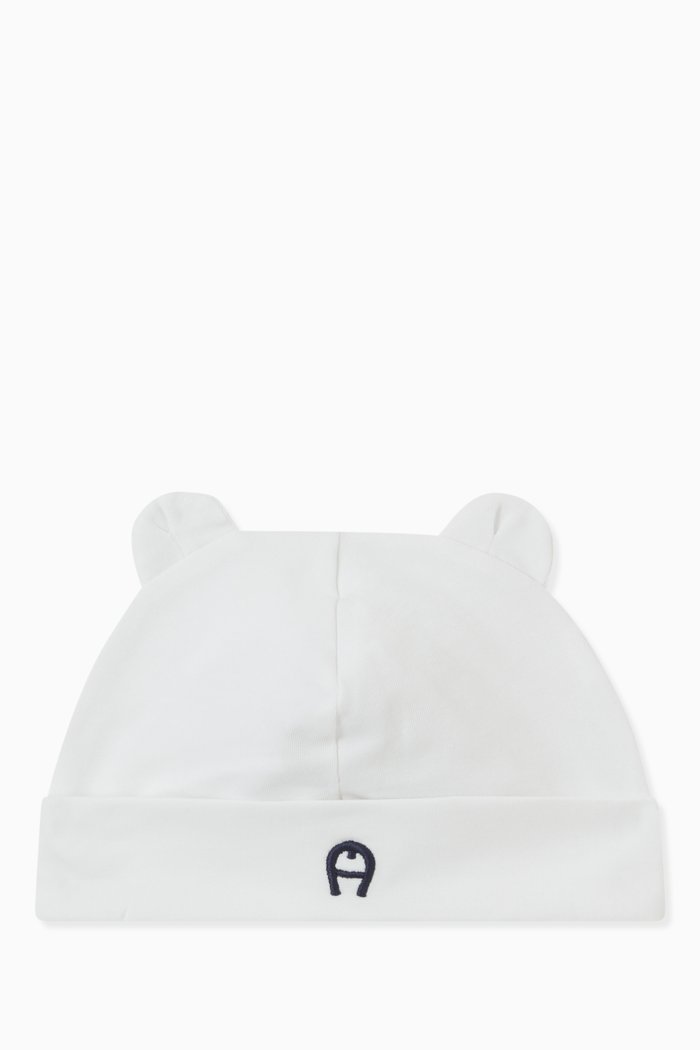 

Teddy Ears Hat in Pima Cotton, White