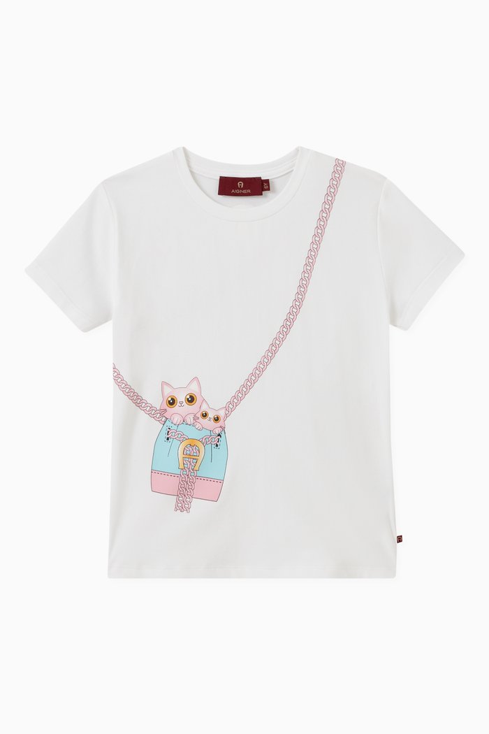 Cats in Bag T-shirt in Cotton, White