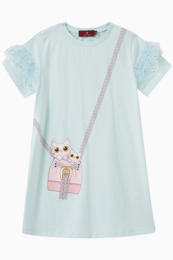 

Cats in Bag Dress in Cotton, Blue