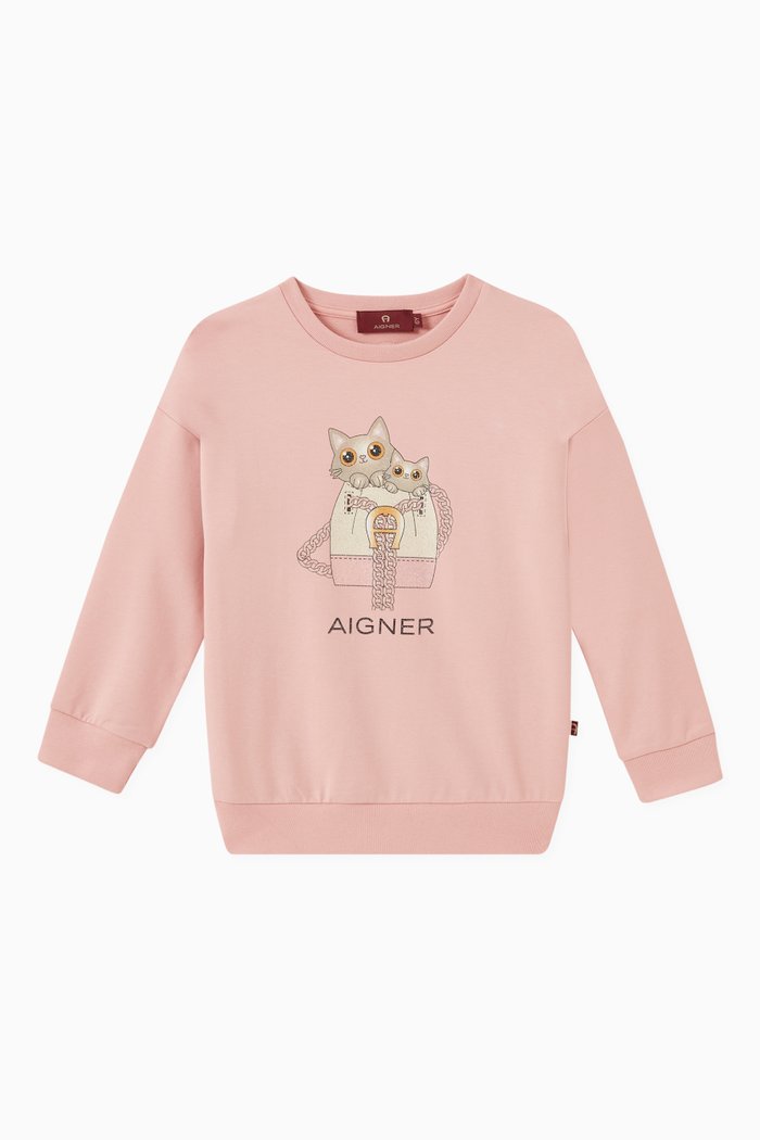 

Cats in Bag Sweatshirt in Cotton, Pink