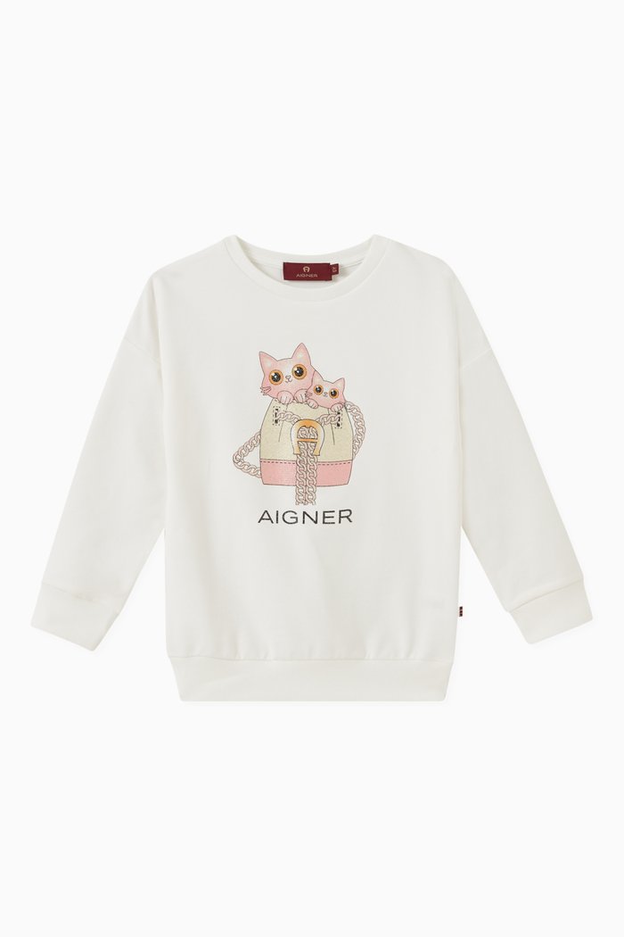 

Cats in Bag Sweatshirt in Cotton, White