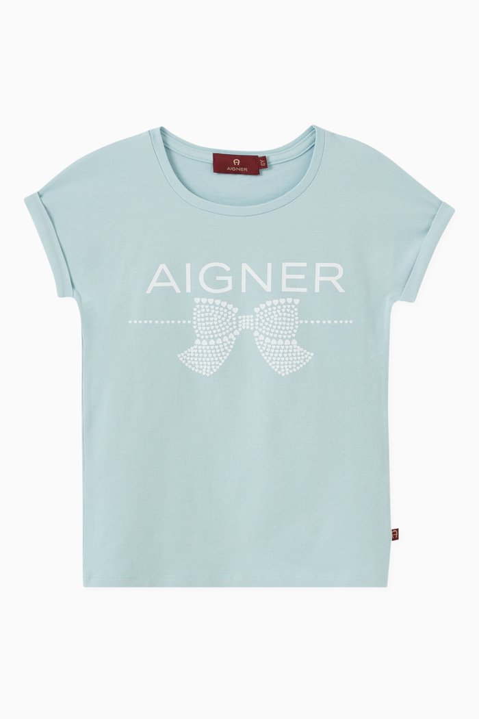 

Bow Logo Print T-shirt in Cotton, Blue