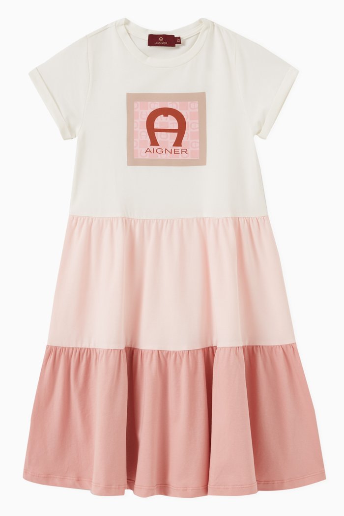 

Colour-block Logo T-shirt Dress in Cotton Jersey, Pink