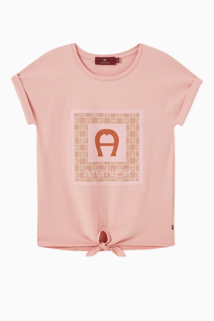 

Bow Logo Print T-shirt in Cotton, Pink