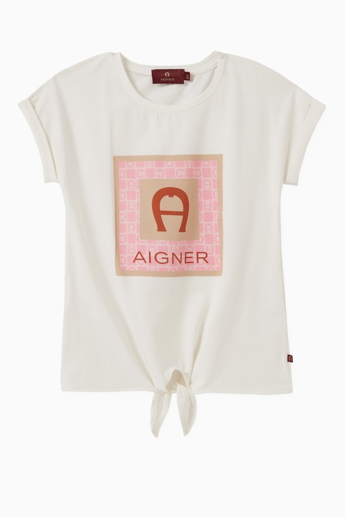 

Logo Knot Tie T-shirt in Cotton Jersey, White