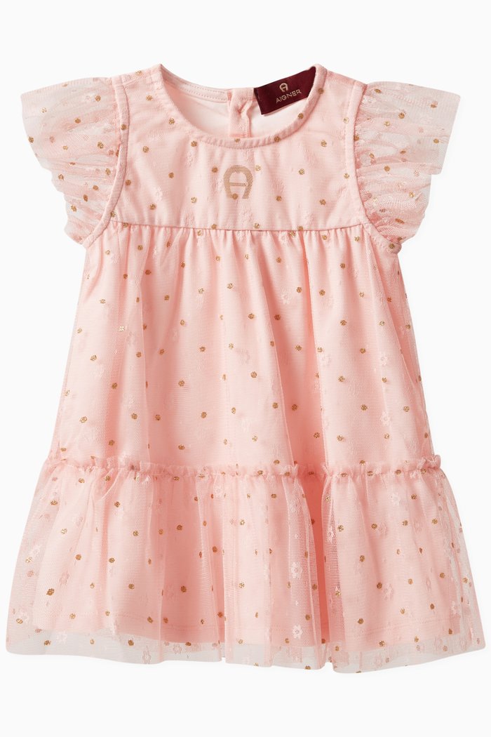 

Polka Dots Logo Dress in Cotton, Pink