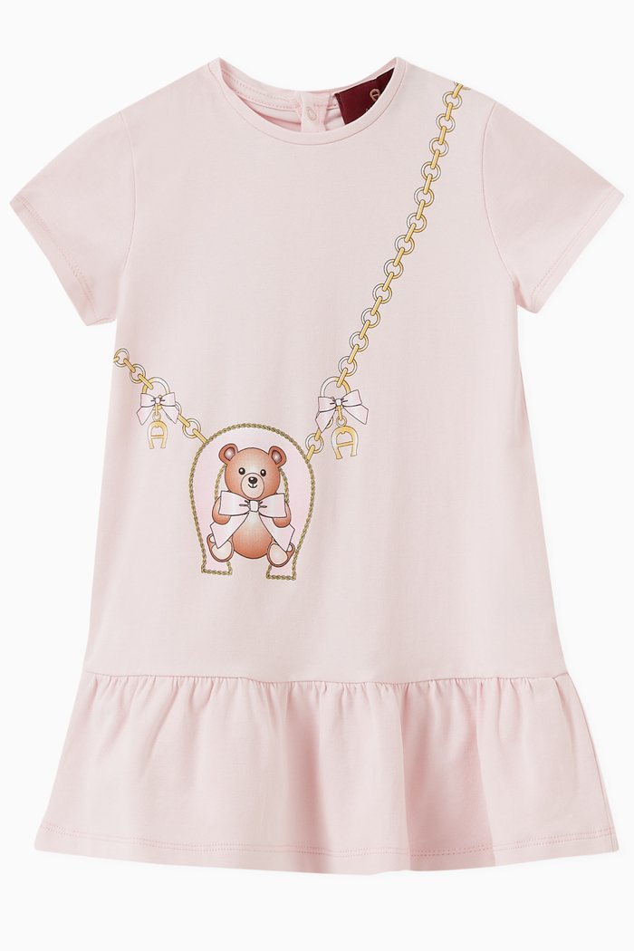 

Teddy Bag Print Dress in Cotton Jersey, Pink