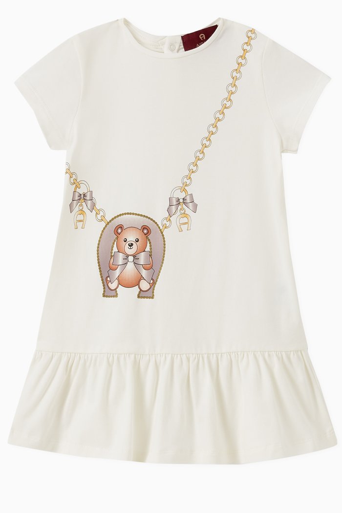 

Teddy Bag Print Dress in Cotton Jersey, White