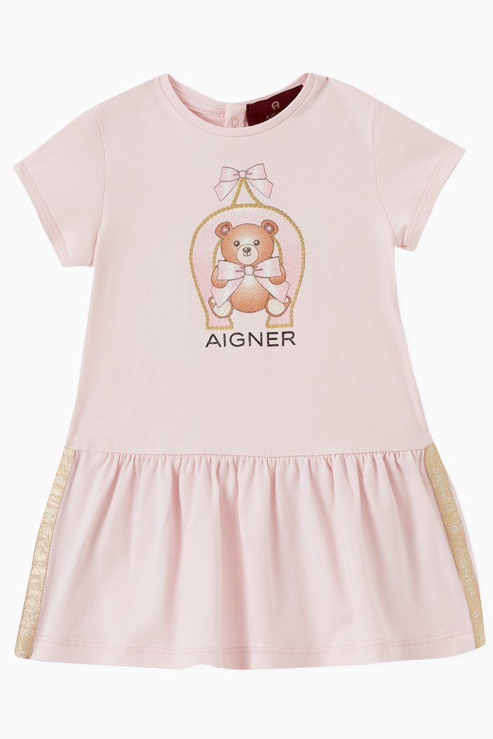 

Teddy Logo T-shirt Dress in Cotton Jersey, Pink